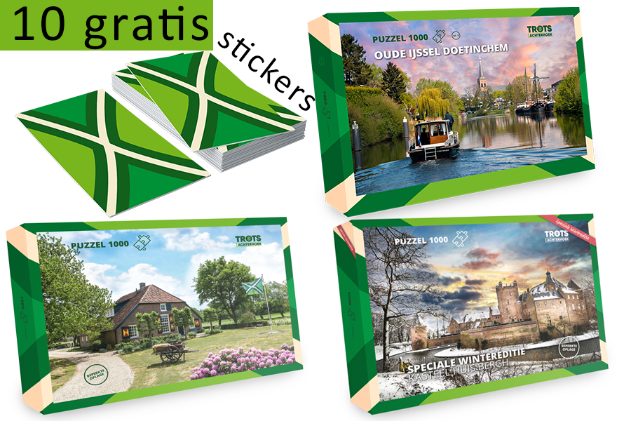 Achterhoeks puzzelpakket met 10 gratis stickers